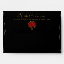 Elegante Rood Zwart Goud Trouw Envelope