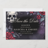 Elegante rood & zwart kathedraal gotische bruiloft save the date (Voorkant)