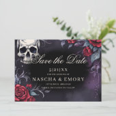 Elegante rood & zwart kathedraal gotische bruiloft save the date (Staand voorkant)