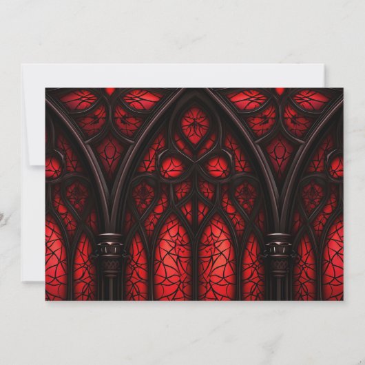 Elegante rood & zwart kathedraal gotische bruiloft save the date (Achterkant)