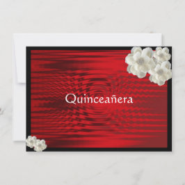 Elegante Rood Zwart, Rozen, Quinceanera Uitnodigin Kaart