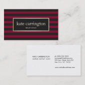 Elegante  rood zwart strepen make-up artiest visitekaartje (Voorkant / Achterkant)