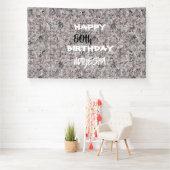 Elegante rood zwart & wit bloemenslinger verjaarda spandoek (Insitu)