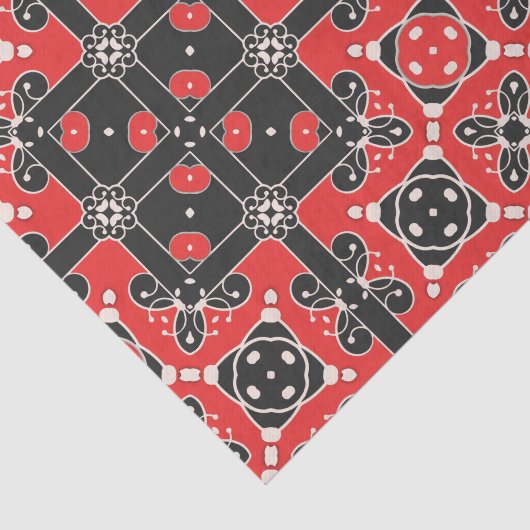Elegante rood zwart wit geometrische bloem tissuepapier (Detail)