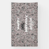 Elegante Rood Zwart & Witte Bloemige Verjaardagsba Spandoek (Verticaal)