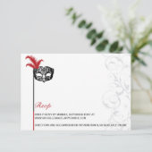 Elegante rood-zwarte masquerade-informatiekaart kaart (Staand voorkant)
