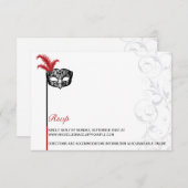 Elegante rood-zwarte masquerade-informatiekaart kaart (Voorkant / Achterkant)