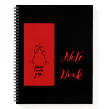 Elegante Rood-Zwarte Spiraal Notebook Vreugde Jour