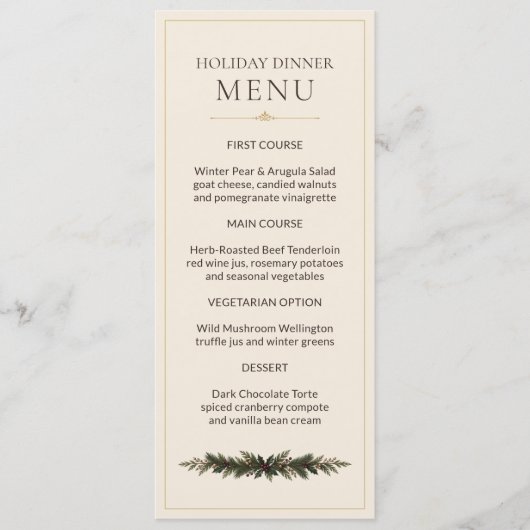 Elegante roodgouden kerstdinermenu menu (Voorkant)
