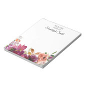 Elegante roodkoraal waterverf bloemensjabloon notitieblok (Linkerzijde)