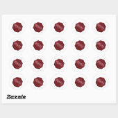 Elegante roodrode nepwaszegel hart envelop ronde sticker (Vel)