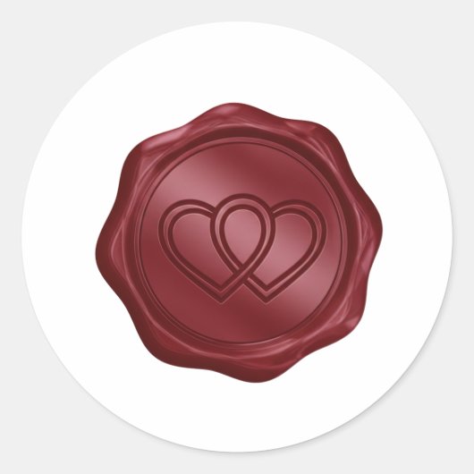 Elegante roodrode nepwaszegel hart envelop ronde sticker (Voorkant)