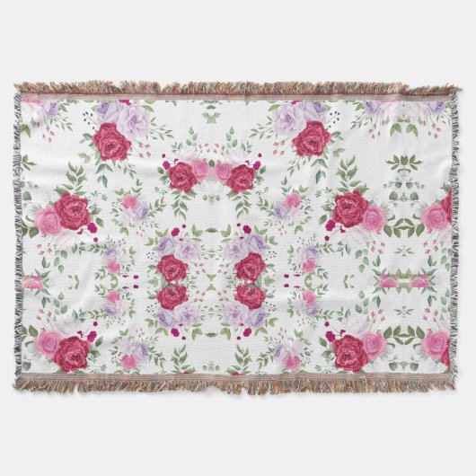 Elegante roodwijn & roze lavendel bloementuin deken (Voorkant)