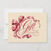 Elegante roodwijnkleurige strik QR-code cadeaubon (Voorkant)