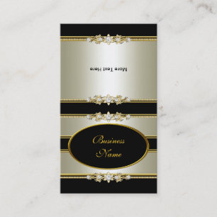 Elegante roomkleurige goud-zwarte vouw visitekaartje