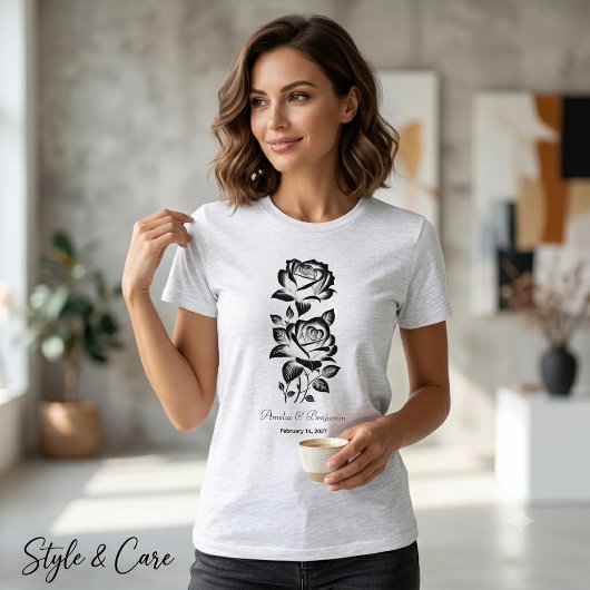 Elegante Roos Aangepaste Monogram Datum Lief Tri-Blend Shirt