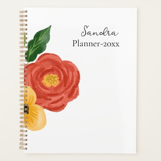 Elegante Roos Aangepaste Naam Planner Notitieboek (Voorkant)