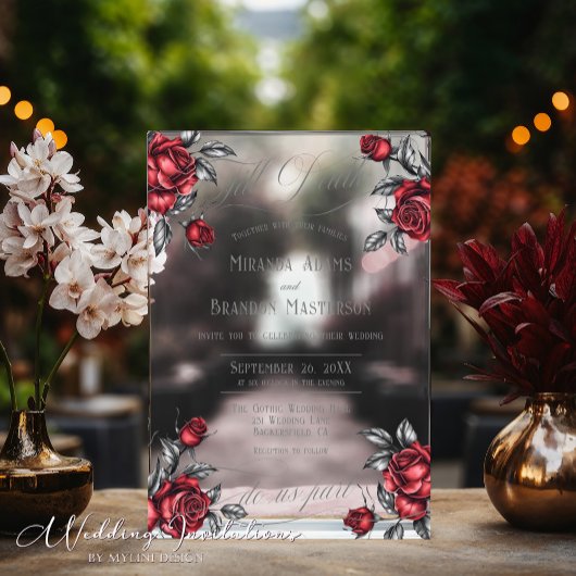 Elegante Roos Acryl Bloemen Huwelijksuitnodiging Acryl Uitnodigingen