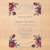 Elegante Roos Acryl Bloemen Huwelijksuitnodiging Acryl Uitnodigingen (Voorkant)