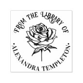 Elegante Roos Bloei #1P Bibliotheek Boeknaam Zelfinktende Stempel (Design)