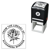 Elegante Roos Bloei Bibliotheek Boeknaam Zelfinktende Stempel (In situ)