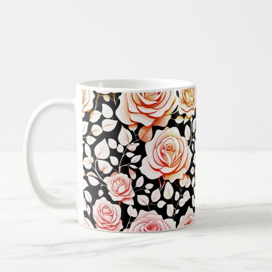 Elegante Roos bloeit Koffiemok (Links)