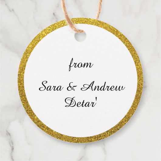 Elegante Roos Bloem Goud Glitters Bedankjes Labels (Achterkant)