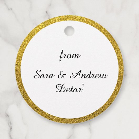 Elegante Roos Bloem Goud Glitters Bedankjes Labels (Achterkant)