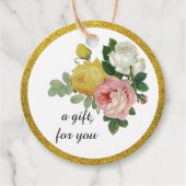 Elegante Roos Bloem Goud Glitters Bedankjes Labels (Voorkant)