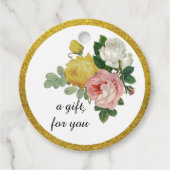 Elegante Roos Bloem Goud Glitters Bedankjes Labels (Voorkant)