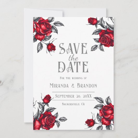 Elegante Roos Bloemen bruiloft Save the Date Kaart (Voorkant)