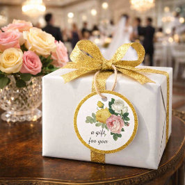 Elegante Roos Bloemige Gouden Glitters Bedankjes Labels