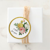 Elegante Roos Bloemige Gouden Glitters Bedankjes Labels (In situ)