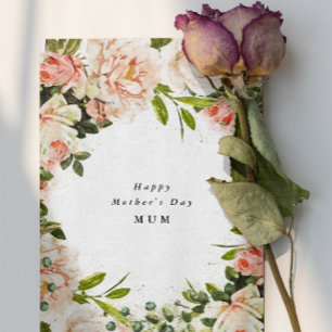 Elegante Roos Bloemrijke Romance Foto Moederdag Kaart