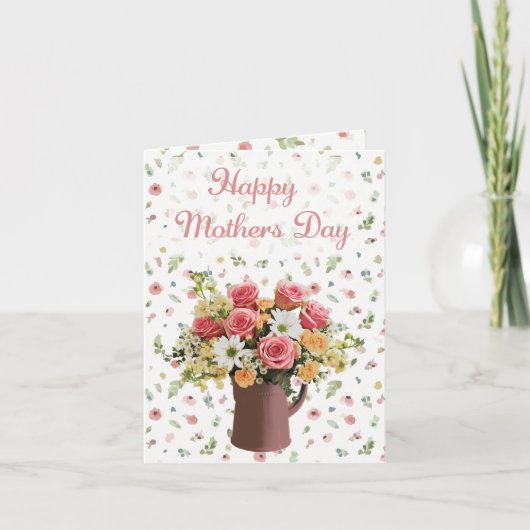 Elegante Roos Boeket Moederdag Kaart (Voorkant)