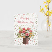 Elegante Roos Boeket Moederdag Kaart (Gele Bloem)