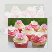Elegante Roos bruiloft cupcakes Briefkaart (Voorkant / Achterkant)