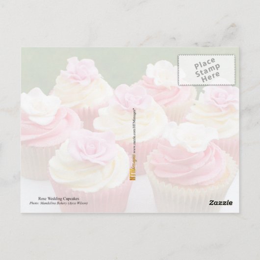 Elegante Roos bruiloft cupcakes Briefkaart (Achterkant)