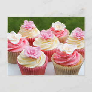 Elegante Roos bruiloft cupcakes Briefkaart