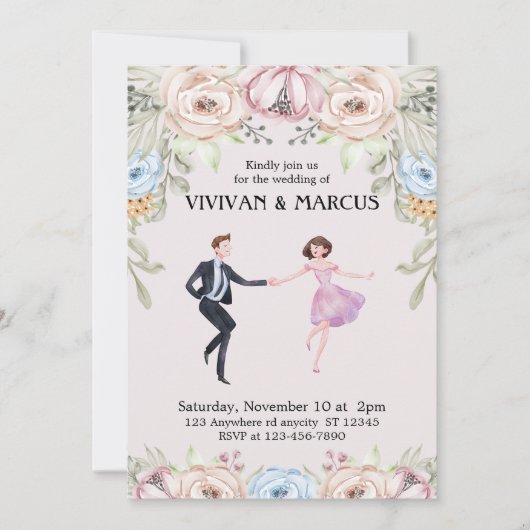 🌸 Elegante Roos bruiloft: een tijdloze Romance Kaart (Voorkant)