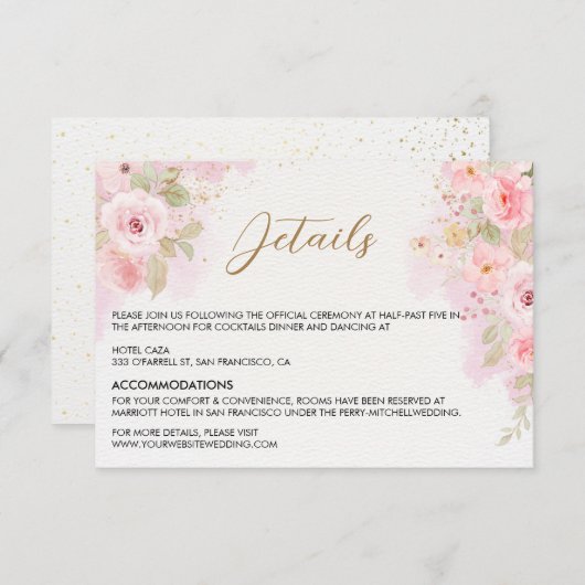 Elegante Roos bruiloft Enclosure Kaart (Voorkant / Achterkant)