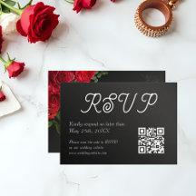 Elegante Roos bruiloft QR Code RSVP-kaart
