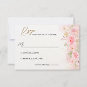 Elegante Roos bruiloft RSVP Kaartje (Voorkant)