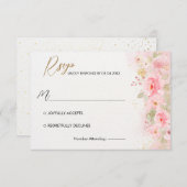 Elegante Roos bruiloft RSVP Kaartje (Voorkant / Achterkant)