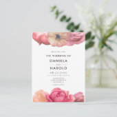 Elegante  roos bruiloft uitnodiging (Staand voorkant)