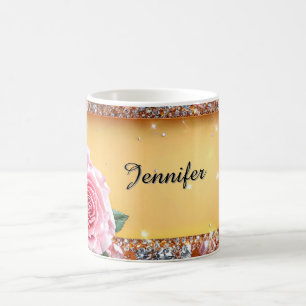 Elegante Roos en Juweel Lijst Koffiemok