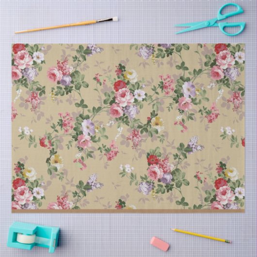  elegante Roos Floral Tissuepapier (Craft)