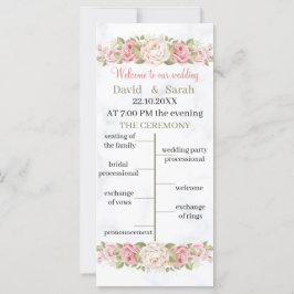 Elegante Roos Flower Custom Wedding Program Kaart