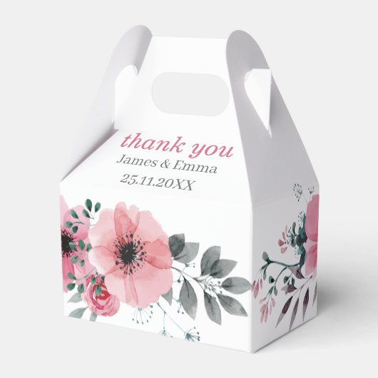 Elegante Roos Flower Gepersonaliseerd bruiloft Bedankdoosjes (Voorkant Zijde)