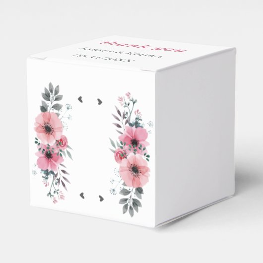 Elegante Roos Flower gepersonaliseerde bruiloft Bedankdoosjes (Voorkant Zijde)